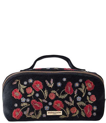 Elizabeth Scarlett Poppy Meadow Velvet Open Flat Makeup Bag