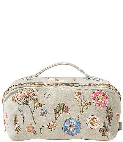 Elizabeth Scarlett Pressed Flowers Velvet Open Flat Makeup Bag