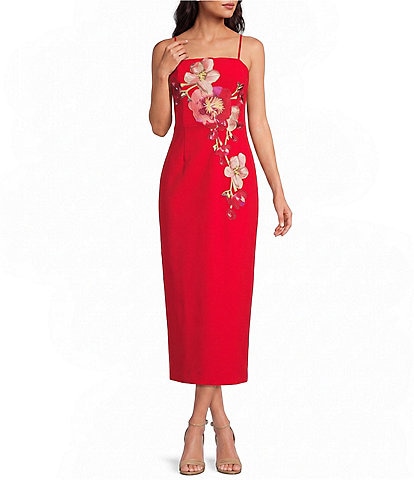 ELLIATT Fleurisca Column Crepe Midi Dress