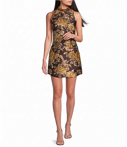 ELLIATT Irisa Jacquard Floral Sheath Mini Dress