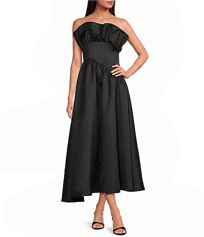 ELLIATT Laurel Ruffled Strapless Maxi Dress
