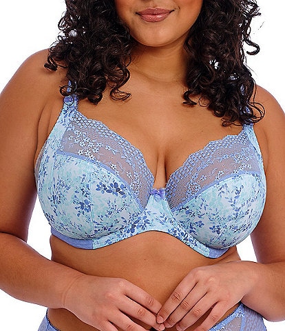 Elomi Lucie Floral Print Full Busted Underwire Stretch Plunge Bra