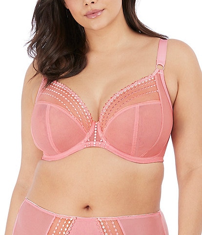 Elomi Plus Matilda Embroidered Sheer Plunging Convertible U-Back to Racerback Contour Wire Full-Busted Bra
