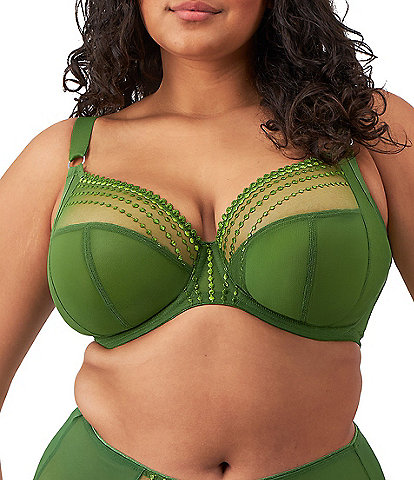 Elomi Plus Size Matilda Embroidered Sheer Plunging Convertible U-Back to Racerback Contour Wire Full-Busted Bra