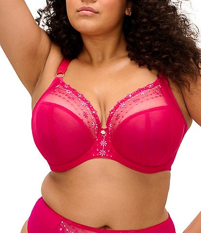 Elomi Matilda Embroidered Sheer Plunging Convertible U-Back to Racerback Contour Wire Full-Busted Bra
