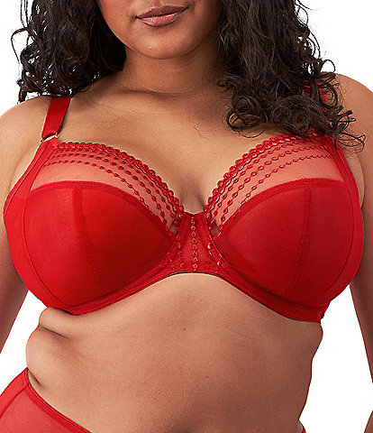 Elomi Matilda Embroidered Sheer Plunging Convertible U-Back to Racerback Contour Wire Full-Busted Bra
