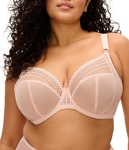 Elomi Matilda Embroidered Sheer Plunging Convertible U-Back to Racerback Contour Wire Full-Busted Bra