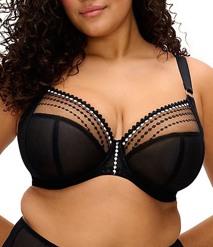 Elomi Matilda Embroidered Sheer Plunging Convertible U-Back to Racerback Contour Wire Full-Busted Bra