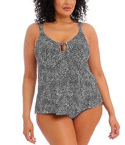 Elomi Plus Size Pebble Cove Scoop Neck Non-Wire Flutter Hem Tankini Swim Top