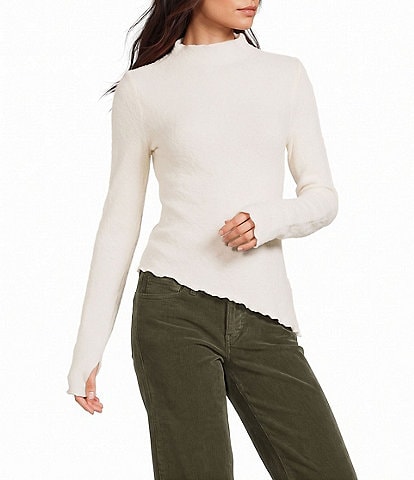 Emory Park Mock Neck Long Sleeve Asymmetrical Top
