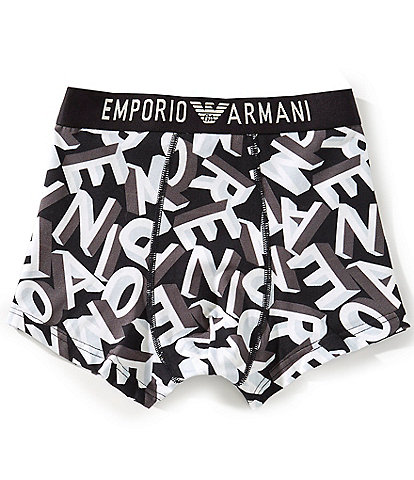 Emporio Armani Allover Logo Printed Microfiber Trunks