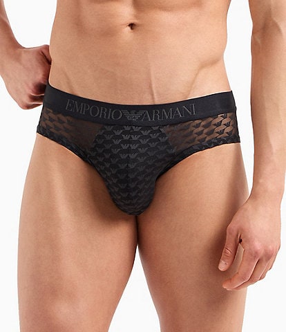 Emporio Armani Mesh Knit Printed Logo Briefs