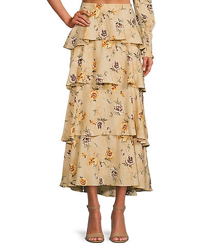 En Saison Celia Tiered Floral Print Coordinating Maxi Skirt