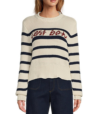 En Saison Helena Knit Stripe "C'est Bon" Crew Neck Long Sleeve Sweater