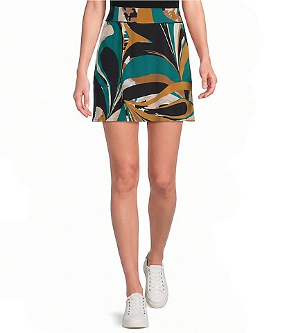 Eva Varro Active Sport Knit Abstract Print Pull-On Skort