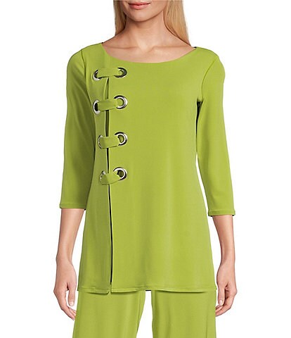 Eva Varro Boat Neck 3/4 Sleeve Side Grommet Tunic