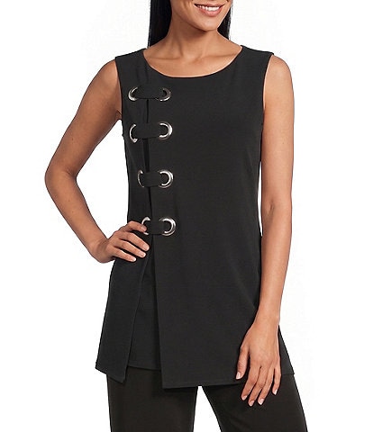 Eva Varro Boat Neck Cap Sleeve Grommet Tunic