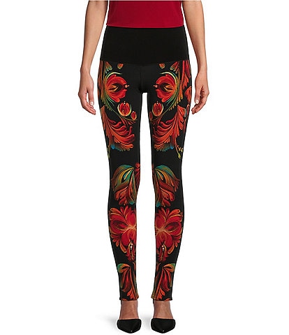 Eva Varro Feona Printed High Waist Straight Leg Pull-On Pants