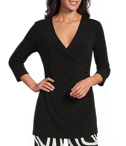 Eva Varro Fold Over V-Neck 3/4 Sleeve Tunic