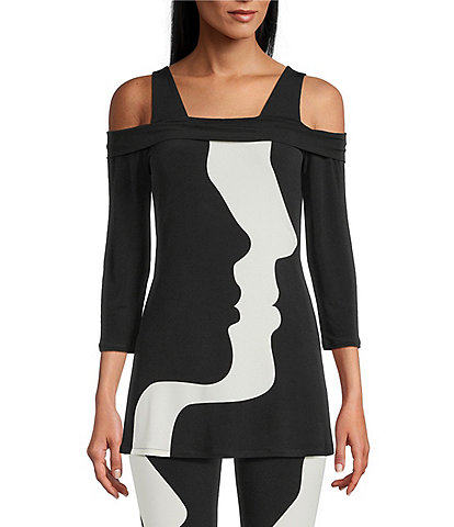 Eva Varro Profiles Print Off-The-Shoulder 3/4 Sleeve Tunic