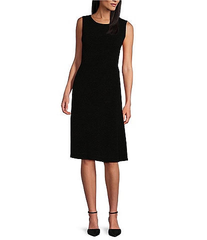 Eva Varro Texture Pebble Jersey Knit Boat Neck Sleeveless A-Line Dress