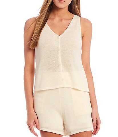 Every Button Front V-Neck Coordinating Knit Tank