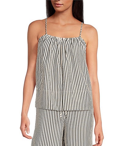 Every Coordinating Knit Stripped Scoop Neck Sleeveless Babydoll Top