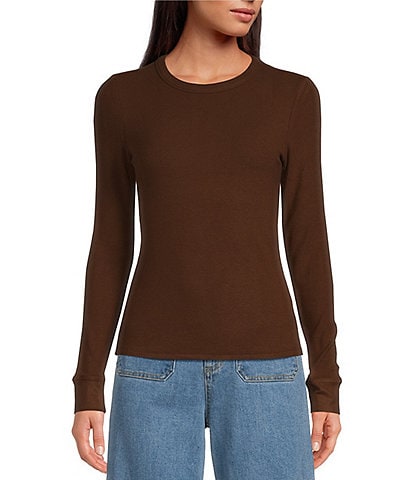 Every Crew Neck Long Sleeve Ribbed Knit Shirt