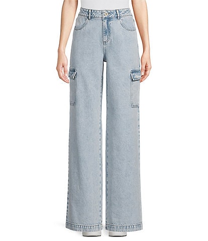 Every Denim Acid Wash Relaxed Wide Leg Cargo Jeans