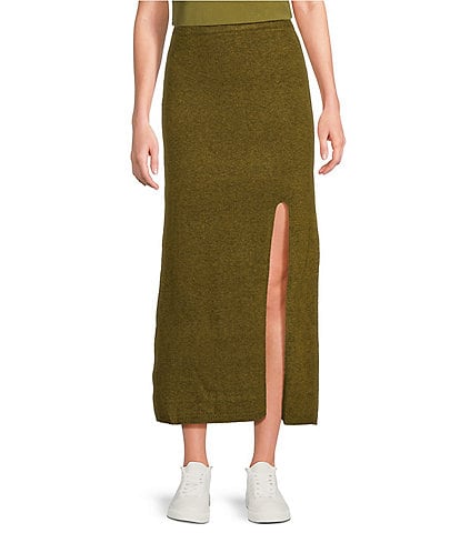 Every Knit High Rise Pencil Split Hem Maxi Coordinating Skirt