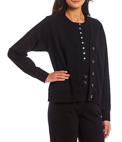 Every Knit Round Neckline Long Sleeve Button-Front Cardigan
