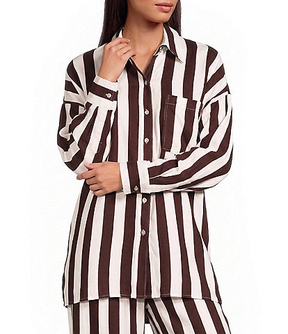 Every Long Sleeve Striped Button Down Coordinating Blouse