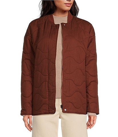 Every Quilted Crew Neck Long Sleeve Zipper Front Jacket