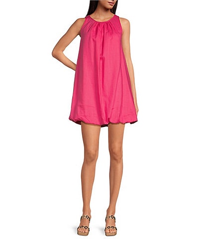 Every Round Neck Sleeveless Bubble Hem Shift Dress