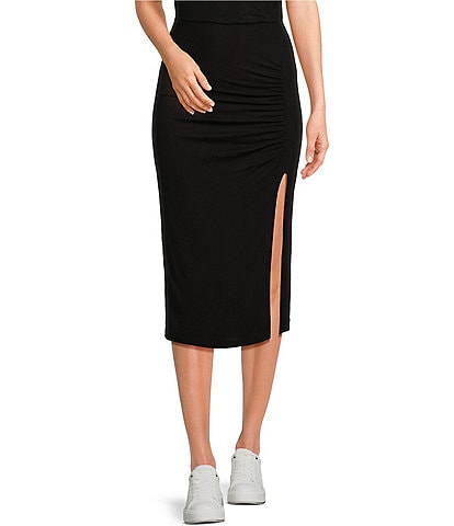 Every Ruched Knit Midi Skirt