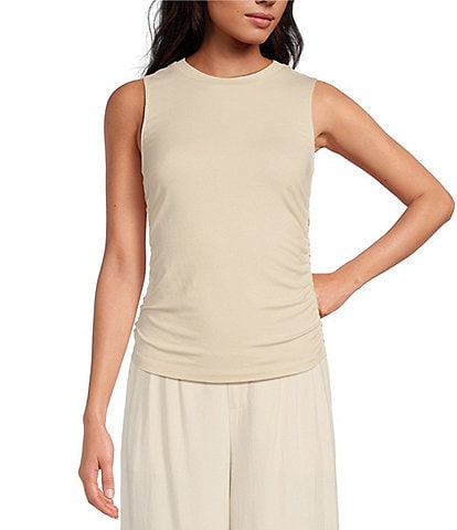 Every Ruched Sleeveless Knit Tank Top