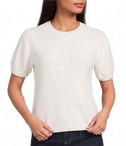 Every Short Sleeve Crew Neck Shimmer Sweater