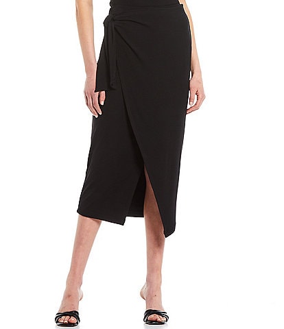 Every Wrap Tie High Rise Pull-On Midi Skirt