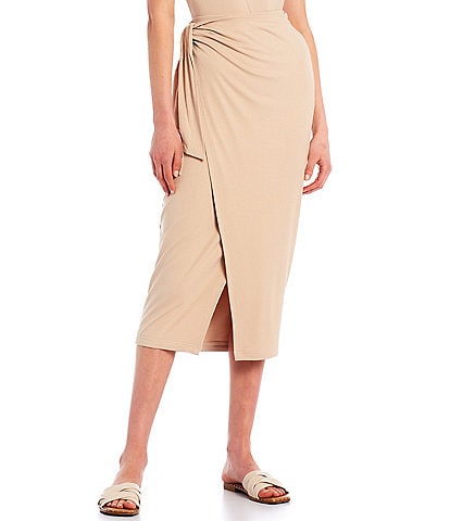 Every Wrap Tie High Rise Pull-On Midi Skirt
