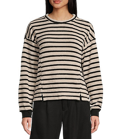 Evolutionary Chenille Stripe Knit Pullover Top