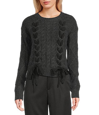 Evolutionary Crew Neck Front Bow Detail Long Sleeve Sweater
