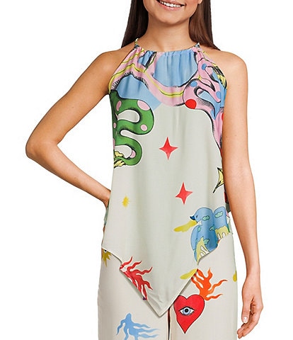 Evolutionary Halter Neck Sleeveless Halter Scarf Top