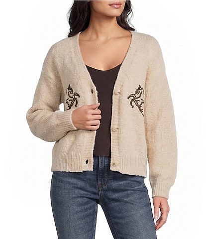 Evolutionary Horse Button Front Long Sleeve Cardigan