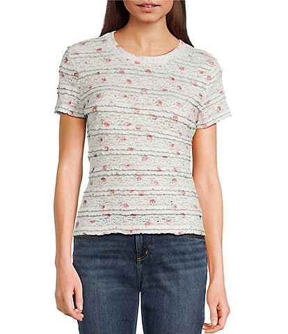Evolutionary Lace Printed Short Sleeve Top