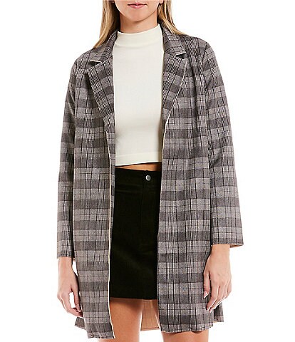 Evolutionary Long Sleeve Plaid Open Front Jacket