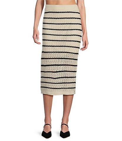 Evolutionary Mid Rise Coordinating Stripe Sweater Skirt