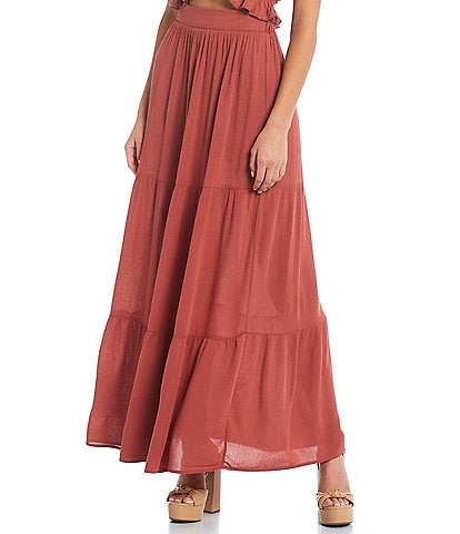 Evolutionary Coordinating High Rise Tiered Maxi Skirt