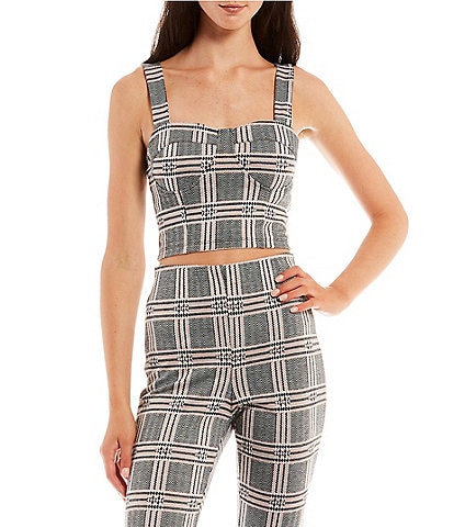 Evolutionary Coordinating Plaid Sweetheart Camisole Top