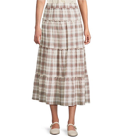Evolutionary Plaid Tiered Maxi Skirt