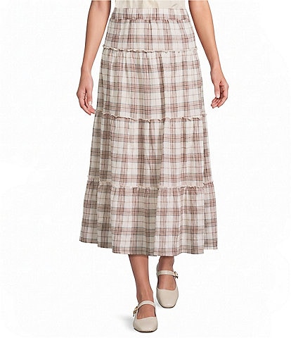 Evolutionary Plaid Tiered Maxi Skirt